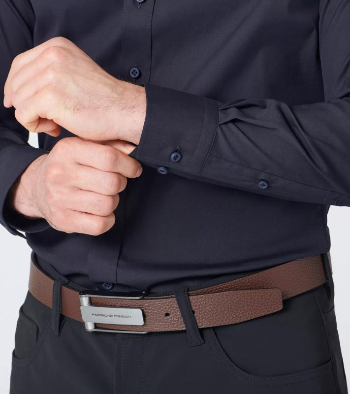 Porsche Design Casual Hook Buckle Belt 35 mm pásek s klipovou sponou kožený tmavě hnědý