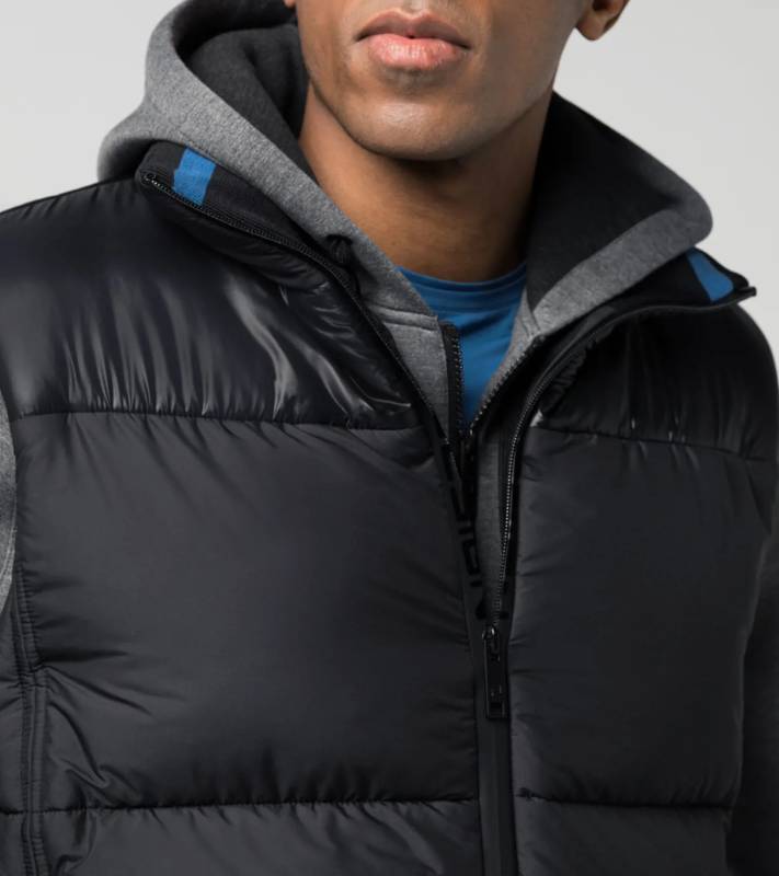 PORSCHE DESIGN Horizontal Padded Vest Vesta zimní prošívaná ke krku s kapucí černá