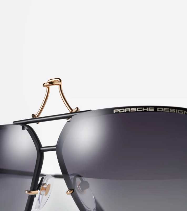 PORSCHE DESIGN Sunglasses P´8928 sluneční brýle černozlaté s vyměnitelnými skly v šedém gradientu nebo olivově zelené