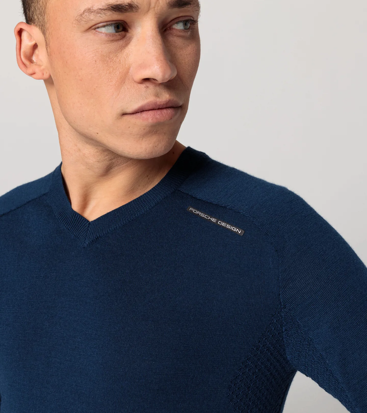 PORSCHE DESIGN EvoKNIT® V-Neck Jumper Pullover Svetr sportovní funkční s výstřihem do V perská modrá