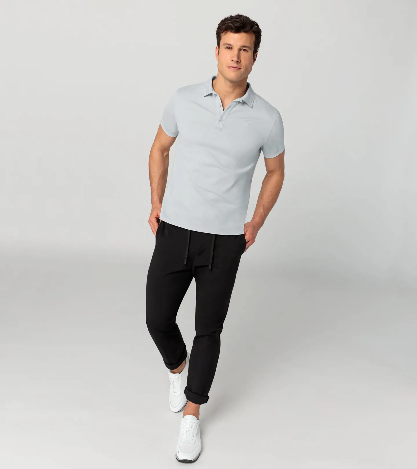 PORSCHE DESIGN TecFlex Polo Shirt Tričko módní s límečkem a knoflíky popelavě šedá