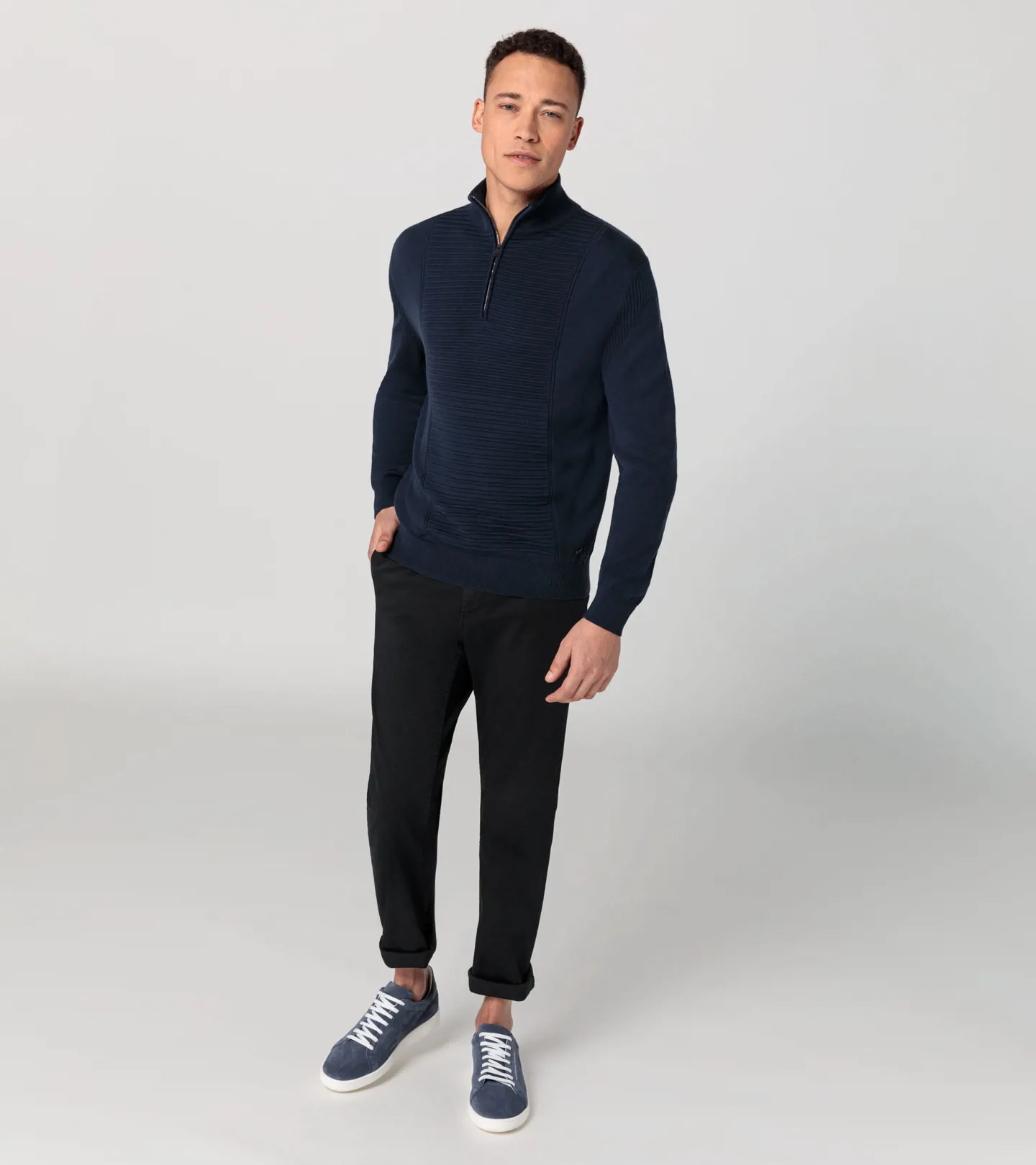 PORSCHE DESIGN Athleisure sweater Svetr módní volnočasový tmavě modrá