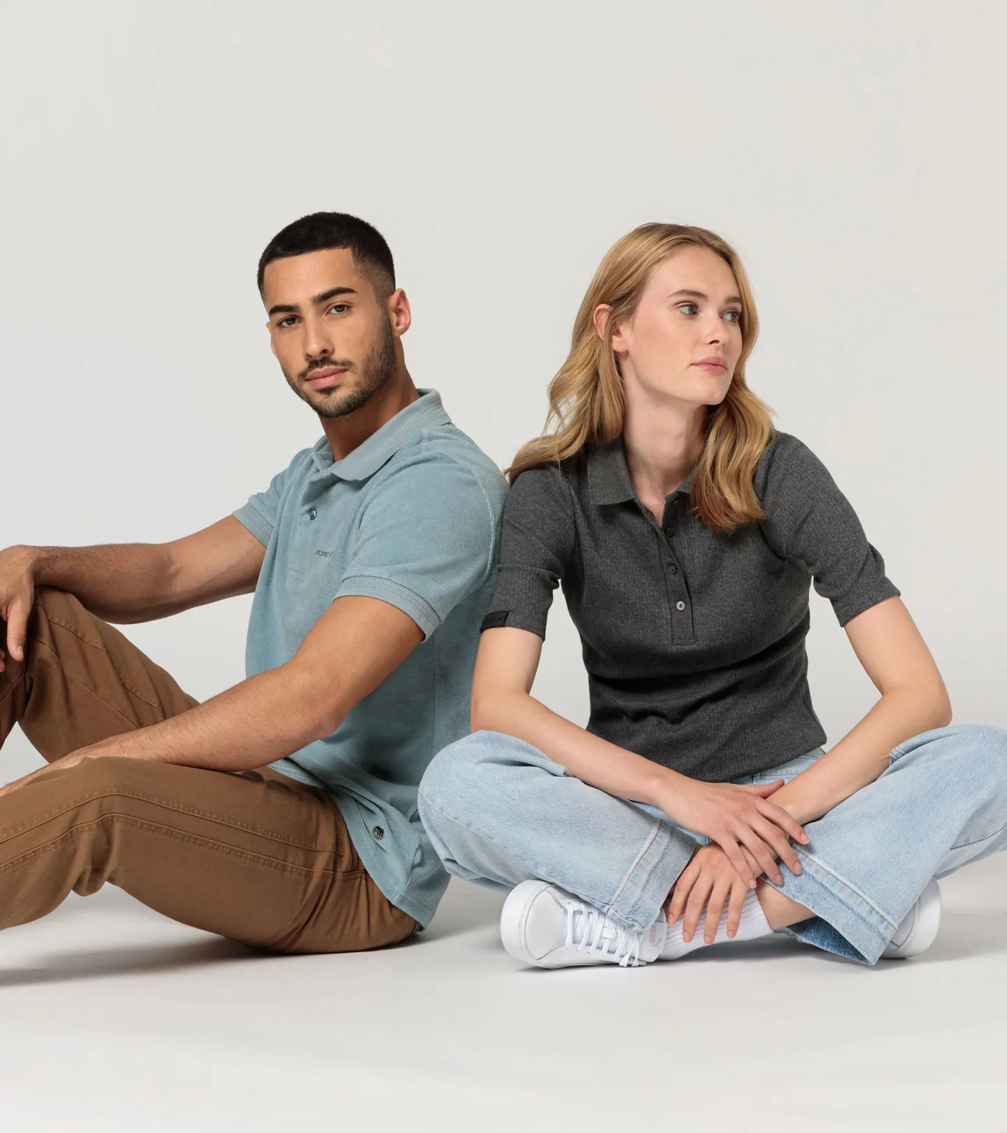 PORSCHE DESIGN Polo shirt 60Y Porsche 911 Tričko s límečkem a knoflíky šedozelená