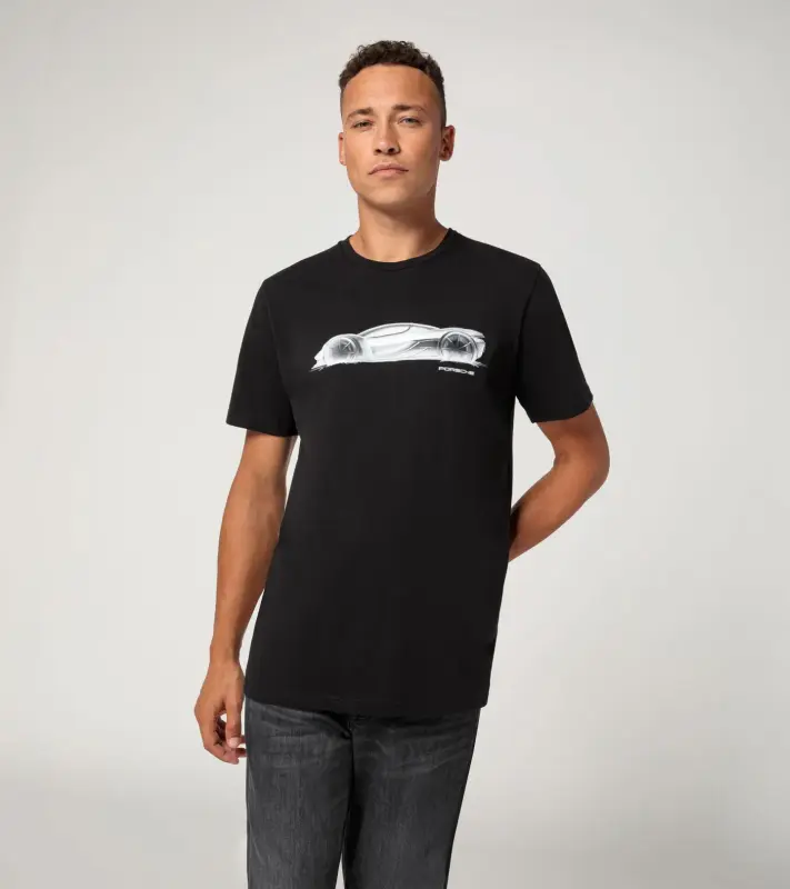 PORSCHE T-shirt 75Y Mission X hypercar Tričko jubilejní s potiskem černá