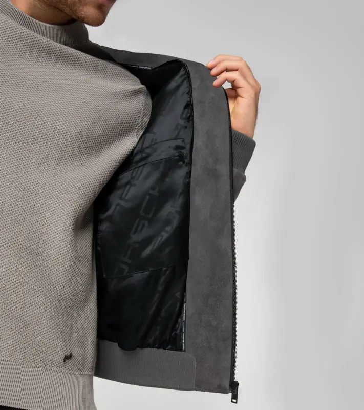 PORSCHE DESIGN Suede leather jacket Bunda kožená semišová antracitově šedá