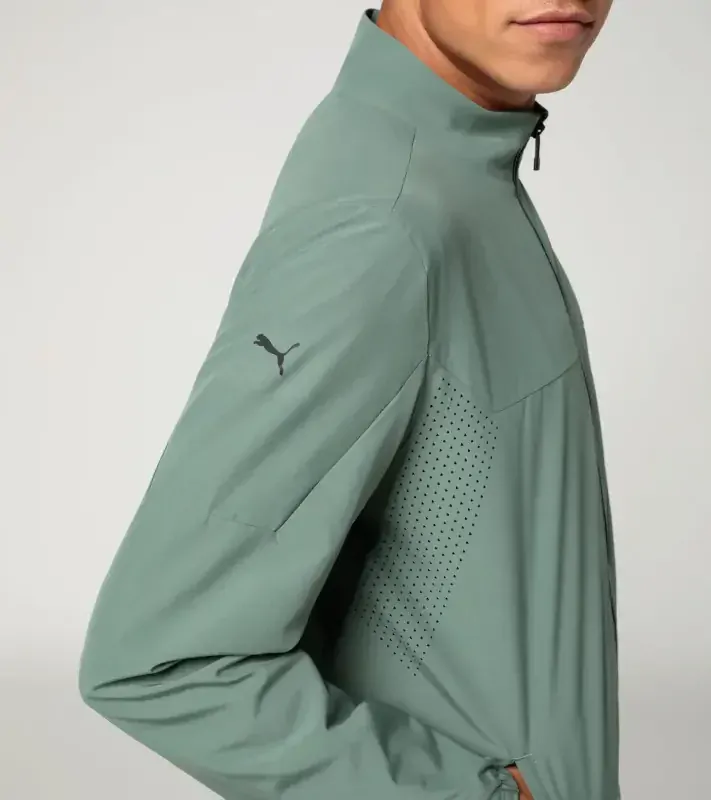 PORSCHE DESIGN Woven tech jacket Bunda tkaná sportovní tech funkční eukalyptová zelená