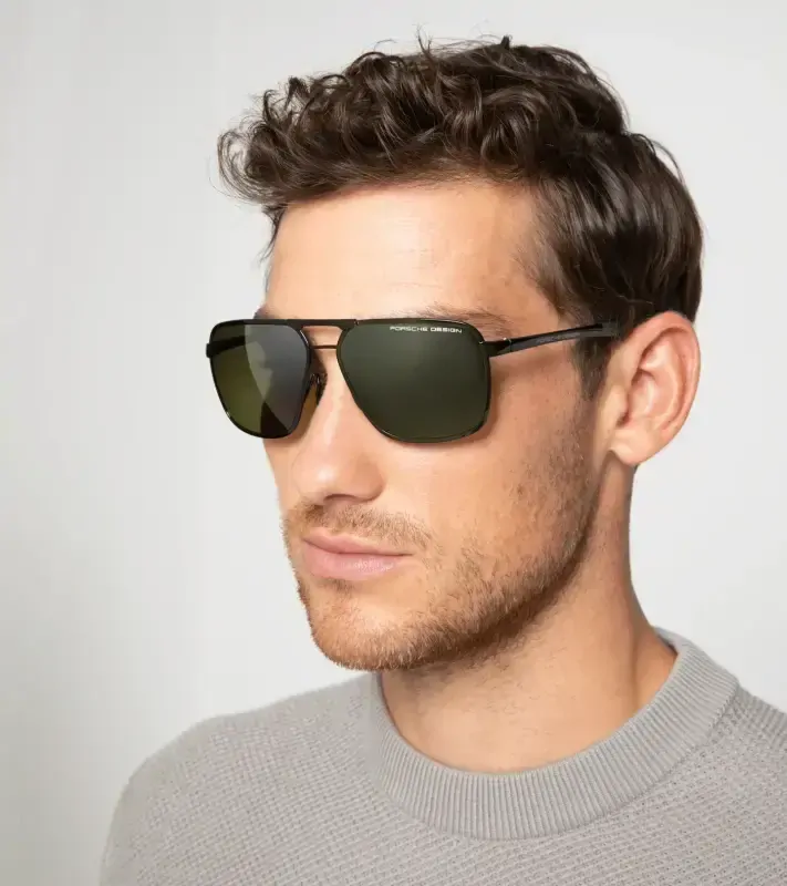 PORSCHE DESIGN Sunglasses P´8966 Sluneční brýle černé se zelenými skly polarizované