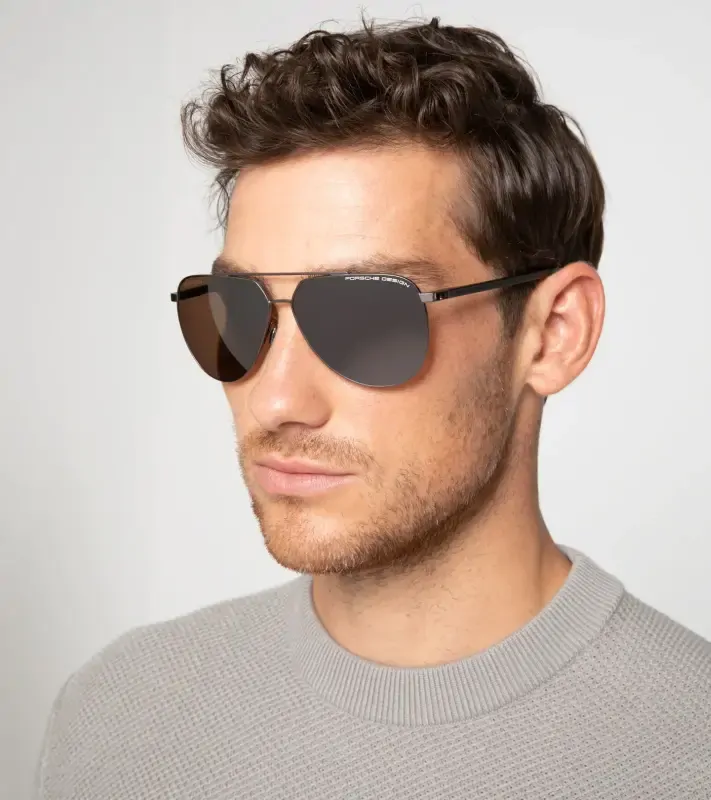 PORSCHE DESIGN Sunglasses P´8968 Sluneční brýle pilotky černošedé s hnědými polarizovanými skly