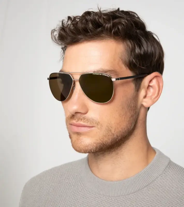 PORSCHE DESIGN Sunglasses P´8968 Sluneční brýle pilotky černošedé s hnědými skly