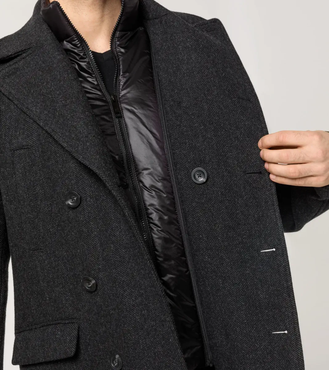 PORSCHE DESIGN Hybrid peacoat Kabát dvouřadý krátký černá