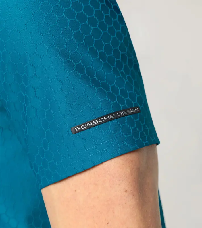 PORSCHE DESIGN Hexagon T-shirt Tričko volnočasové sportovní s kulatým výstřihem logem a šestihranným vzorem modrá