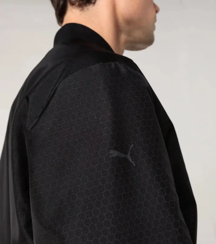 PORSCHE DESIGN Masterpiece blouson Bunda volnočasová sportovní na zip a šestiúhelníkovým vzorem černá