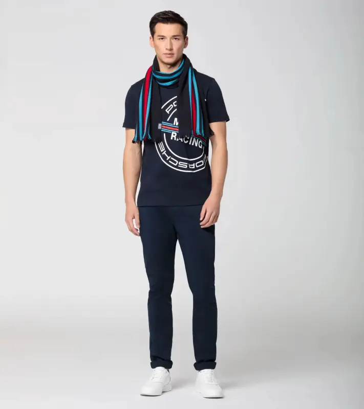 Scarf MARTINI RACING® Šála pletená v ikonických barvách sportovních vozů tmavě modrá