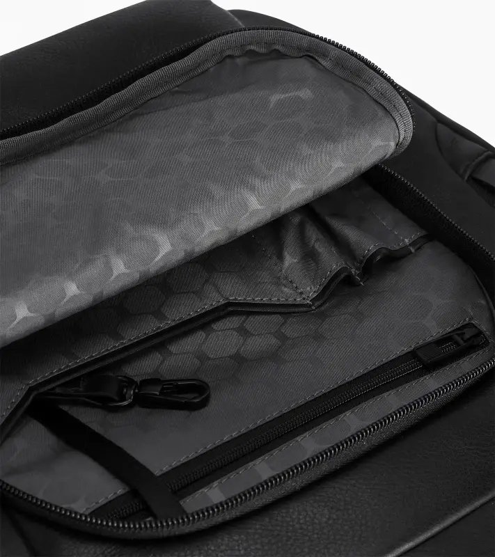 PORSCHE DESIGN Roadster Leather Backpack M Batoh kožený do města s přihrádkou na notebook 14" s organizérem a kapsami na zip černý