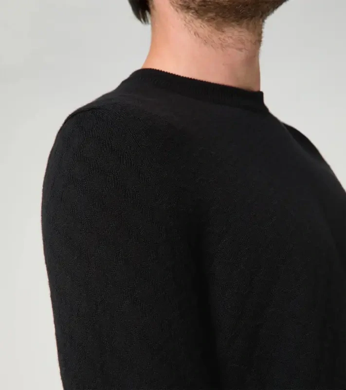 PORSCHE DESIGN Crew-neck Pullover Svetr žakárový pulovr s výstřihem ke krku tmavě modrá