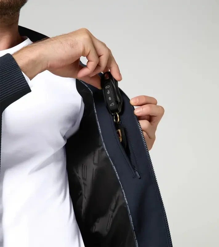 PORSCHE DESIGN Blouson Jacket Bunda s žakárovou podšívkou a límcem tmavě modrá