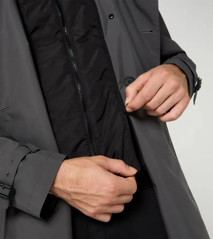 PORSCHE DESIGN Trench Coat Trenčkot kabát pro chladnější počasí s odnímatelnou vsadkou šedá