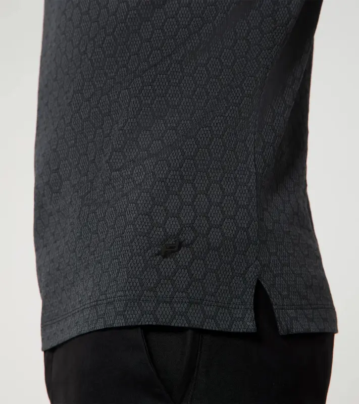 PORSCHE DESIGN Seasonal Polo T-shirt Tričko s límečkem žakárové bavlněné se speciální légou černé se vzorem