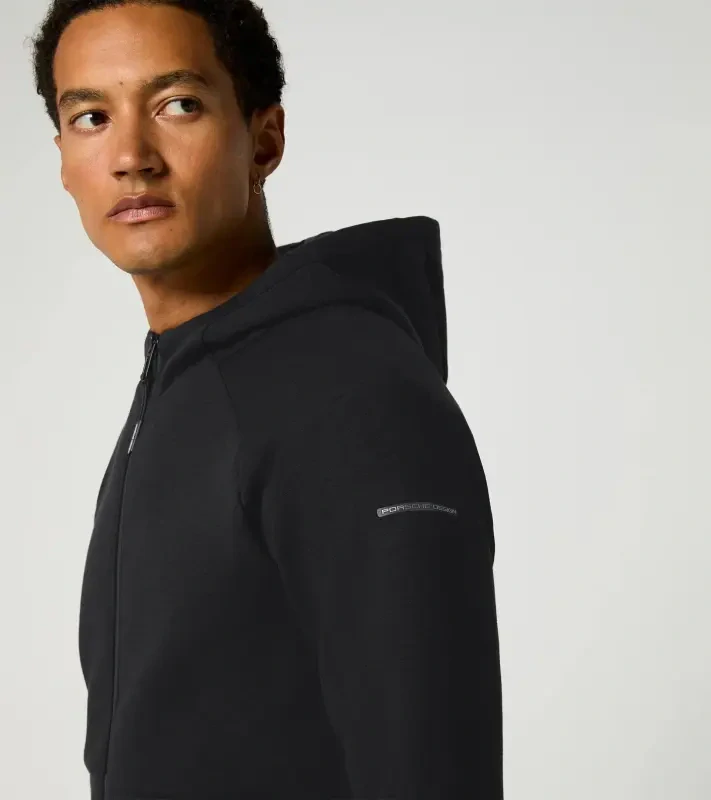PORSCHE DESIGN Hooded Sweat Jacket Mikina na zip s kapucí decentními logy černá