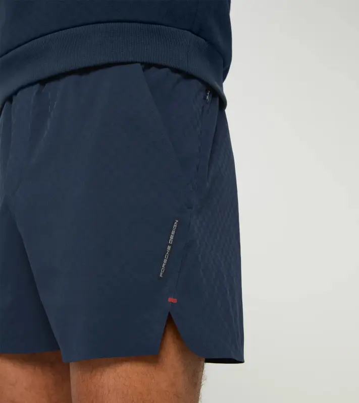 PORSCHE DESIGN Sport-Tex Swim Shorts Plavky koupací šortky s elastickým pasem a kapsičkou na zip z žakárové látky tmavě modrá