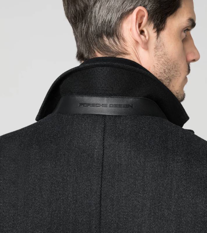 PORSCHE DESIGN Hybrid Textured Formal Coat Kabát společenský s výraznou texturou šedý