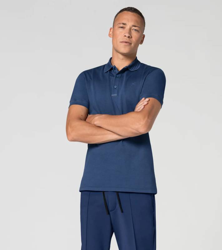 PORSCHE DESIGN TecFlex Polo Shirt Tričko s límečkem texturou bavlněné modré