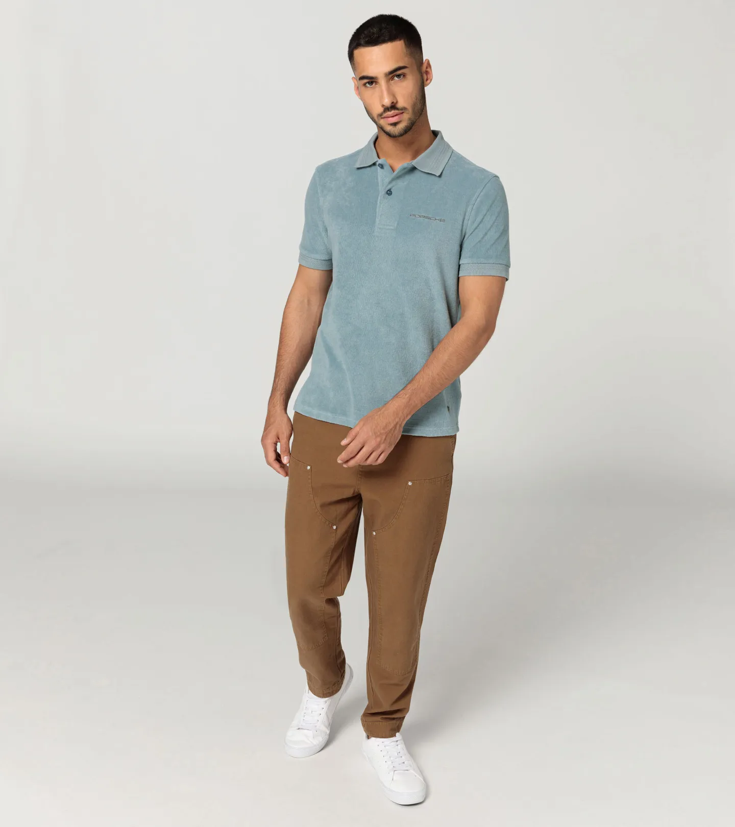 PORSCHE DESIGN Polo shirt 60Y Porsche 911 Tričko s límečkem a knoflíky šedozelená