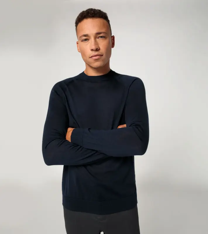 PORSCHE DESIGN Crew neck pullover Svetr pulovr s kulatým výstřihem námořní modrá