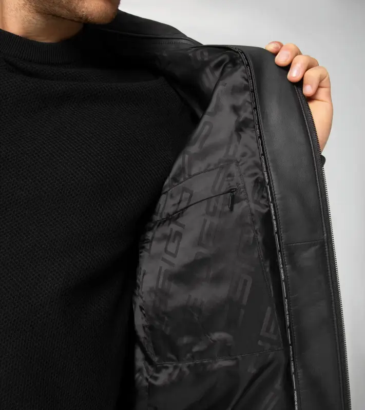 PORSCHE DESIGN Cabrio leather jacket Bunda kožená s odnímatelným límcem černá