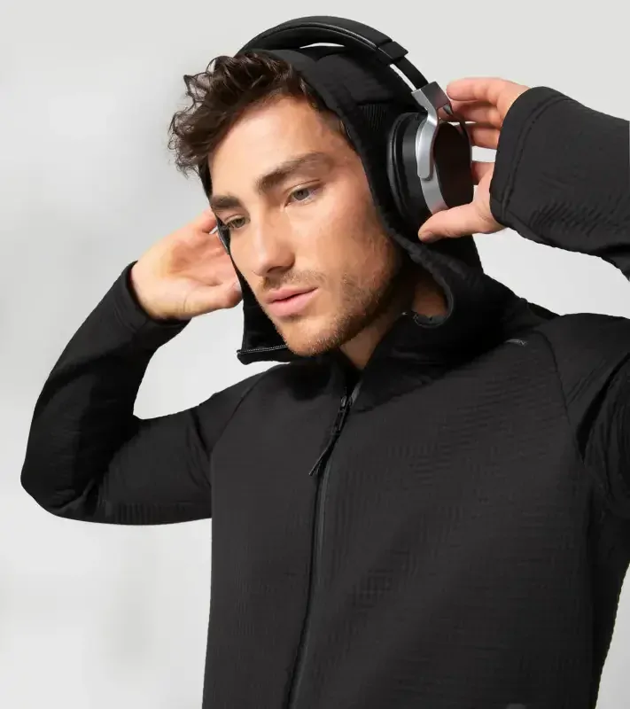 PORSCHE DESIGN Hooded sweat jacket Bunda Mikina pro volný čas na zip s kapucí černá