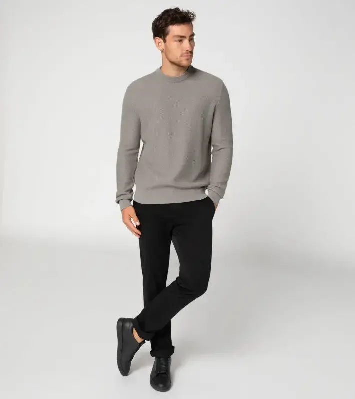 PORSCHE DESIGN Jacquard sweater Svetr společenský žakárový světle šedá