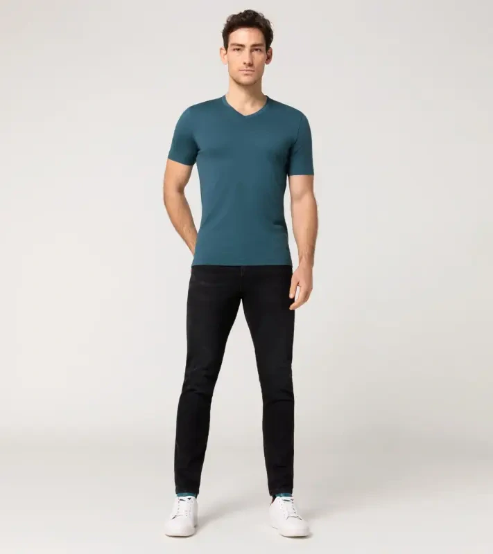 PORSCHE DESIGN V-Neck T-Shirt Tričko s výstřihem do V petrolejově zelená