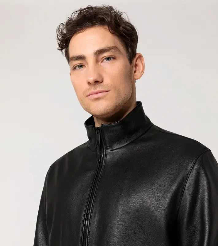 PORSCHE DESIGN Roadster leather jacket Bunda kožená klasického střihu černá