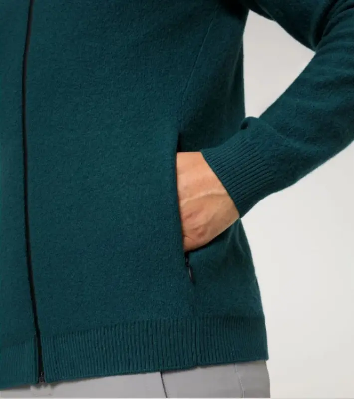 PORSCHE DESIGN Wool Mix Jacket Bunda sportovní s kapucí z merina petrolejově zelenomodrá