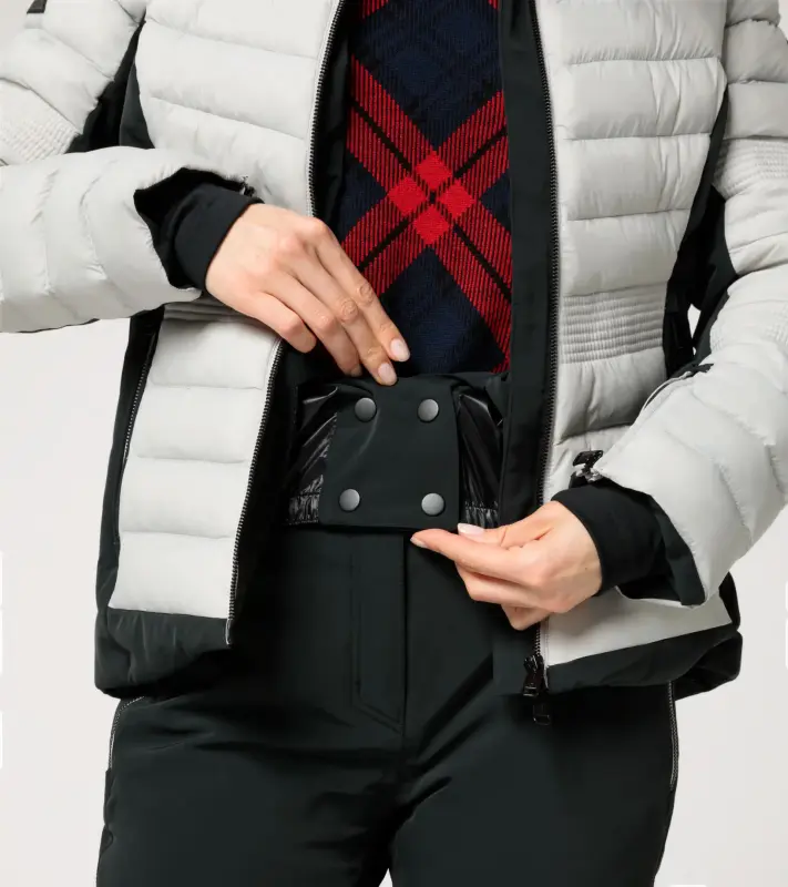 PORSCHE HEAD Women's Ski Jacket Turbo No. 1 Bunda lyžařská dámská s odnímatelnou kapucí alpská bílá s kostkovanými motivy