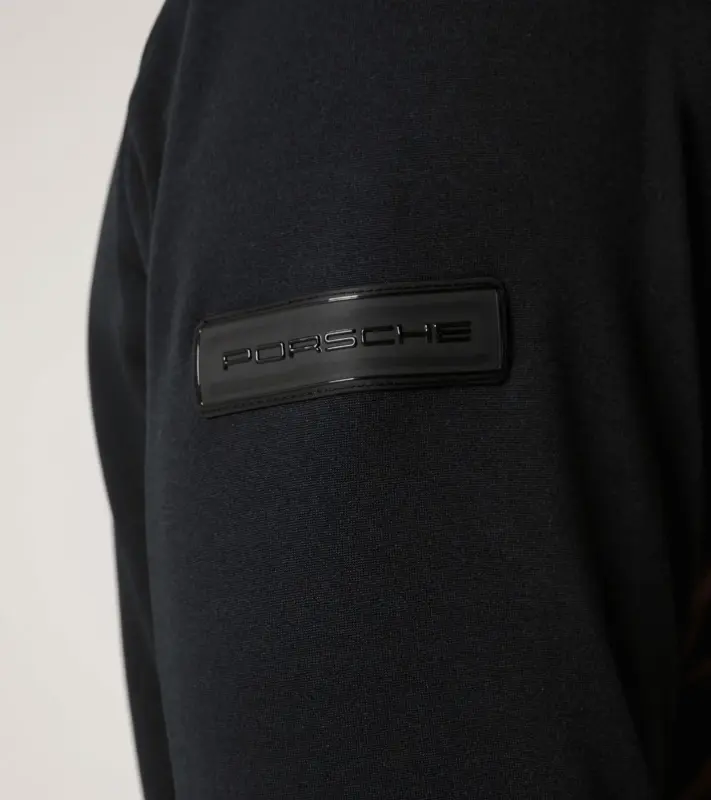 PORSCHE HEAD Midlayer Jacket Turbo Mikina střední vrstva sportovní lyžařská se stojáčkem hnědočerná se žlutými motivy a dvou materiálů
