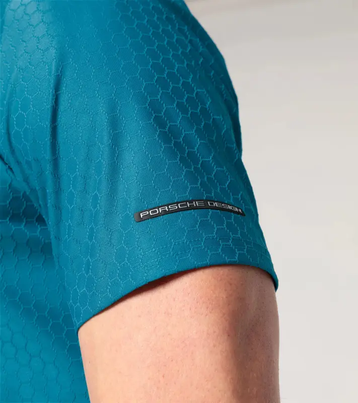 PORSCHE DESIGN Hexagon Polo Shirt Polokošile tričko s límečkem a knoflíčky se šestihranným vzorem modrá