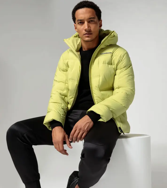 PORSCHE DESIGN Padded jacket Bunda prošívaná zimní s kapucí jemně žlutá 
