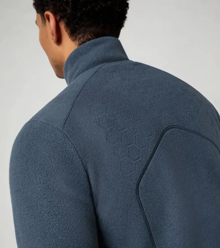 PORSCHE DESIGN Fleece midlayer jacket Bunda mikina flísová na zip s reliéfním vzorem hexagon tmavě modrá