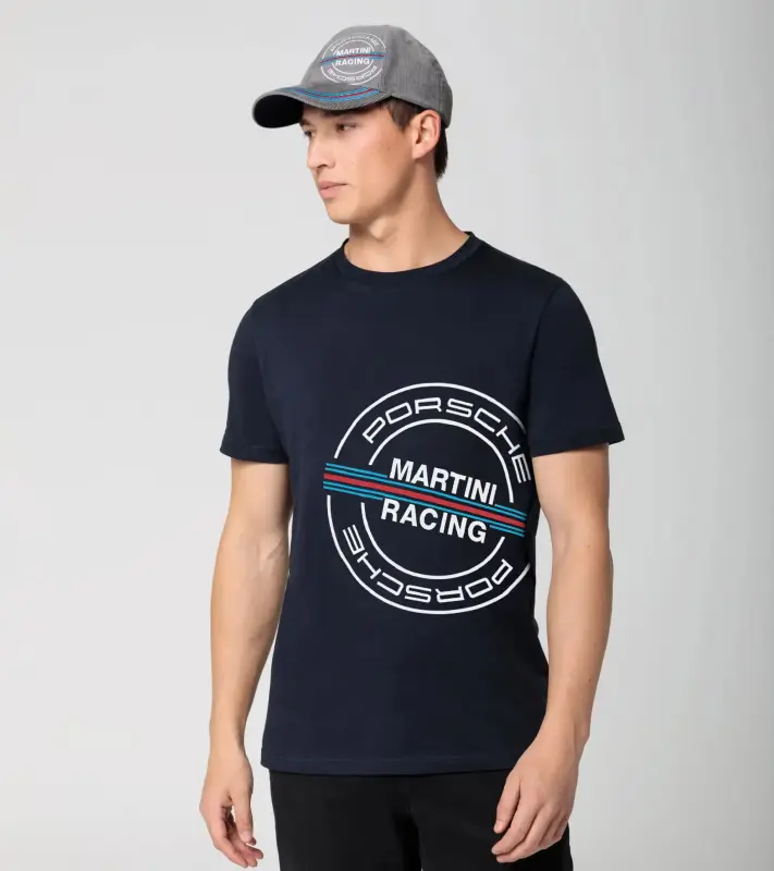 PORSCHE 6-panel cord cap MARTINI RACING® Kšiltovka čepice světle šedá s červemodrými detaily