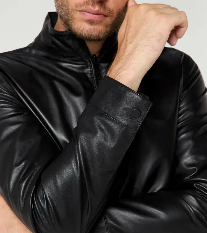 PORSCHE DESIGN Reversible Leather Jacket Bunda kožená oboustranná na zip voděodolná černá