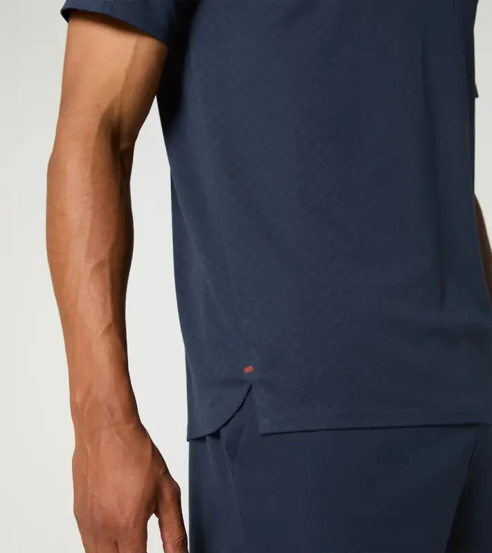 PORSCHE DESIGN Sport-Tex Jacquard T-Shirt Tričko žakárové s kulatým výstřihem tmavě modrá