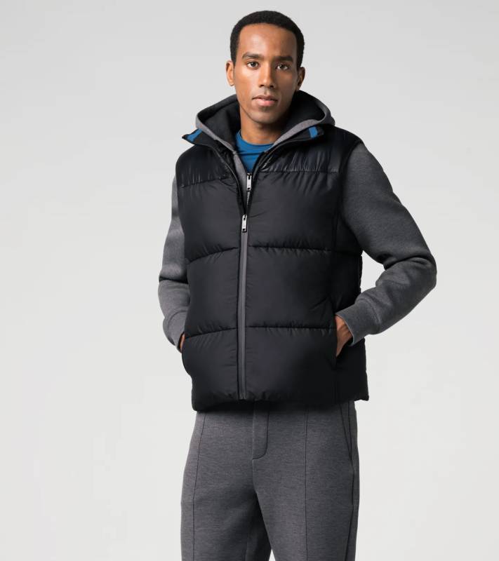 PORSCHE DESIGN Horizontal Padded Vest Vesta zimní prošívaná ke krku s kapucí černá