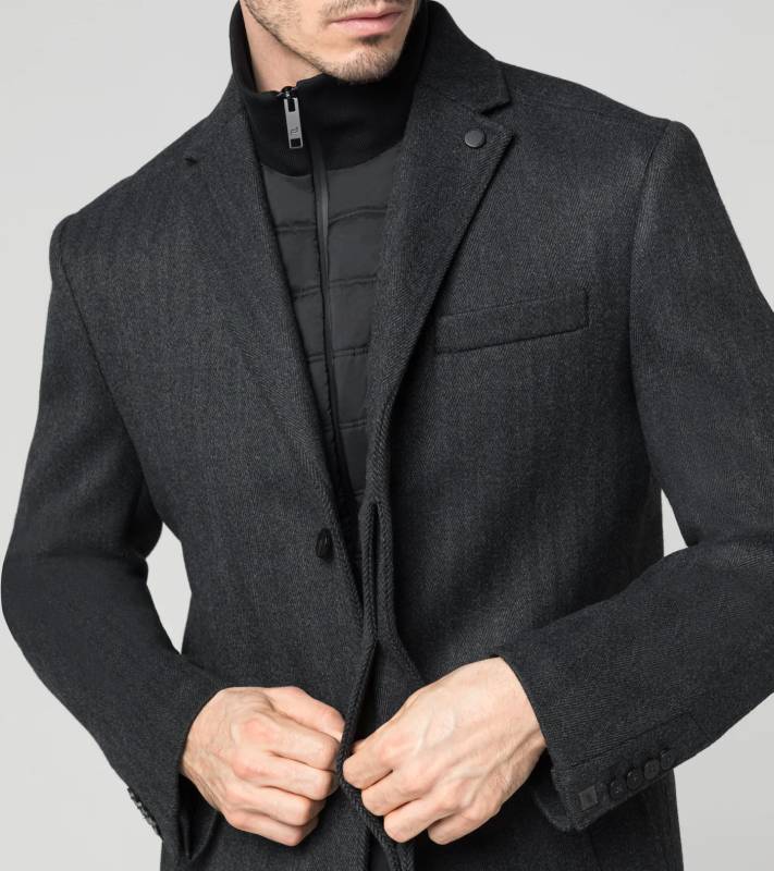 PORSCHE DESIGN Hybrid Textured Formal Coat Kabát společenský s výraznou texturou šedý