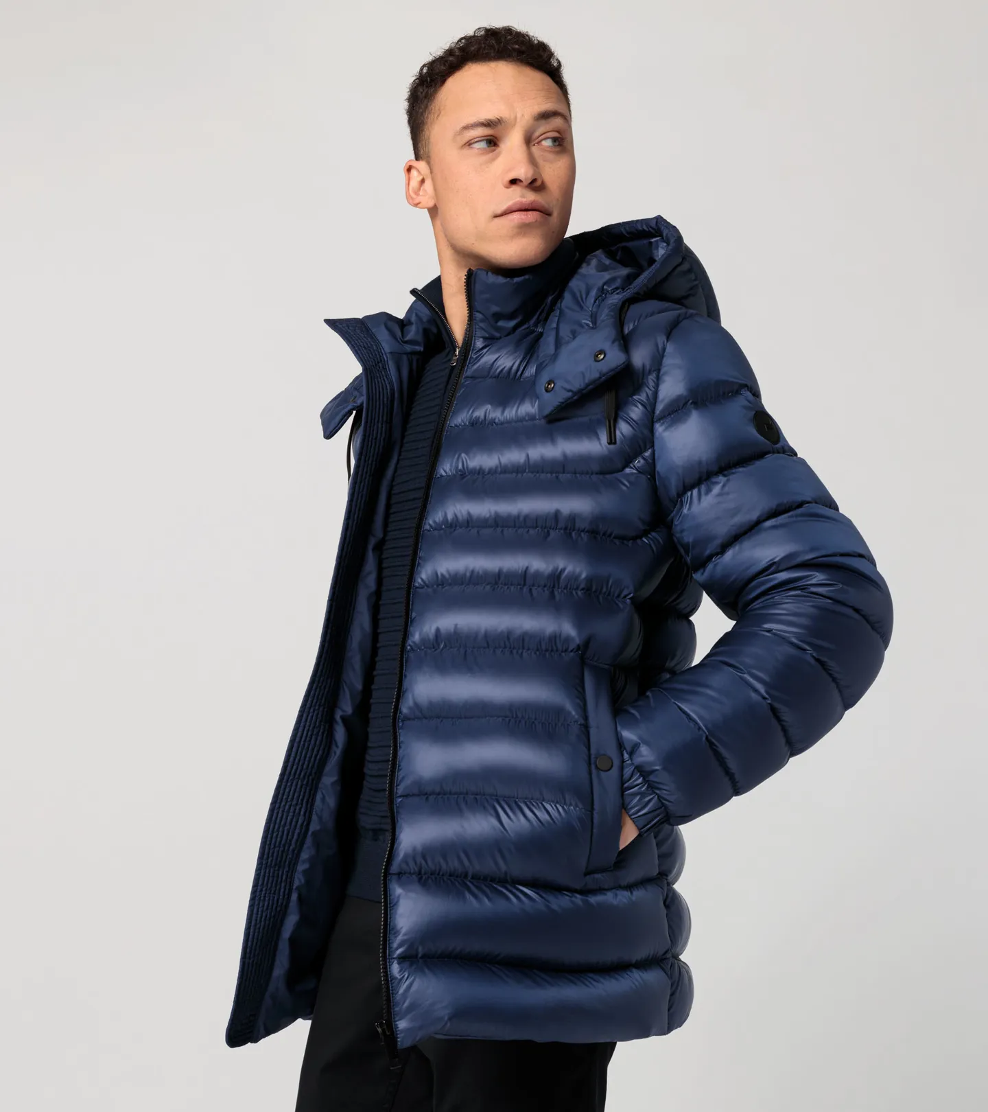 PORSCHE DESIGN Lightweight puffer parka Bunda delší prošívaná odlehčená tmavě modrá