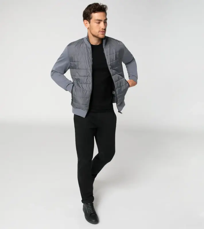 PORSCHE DESIGN Hybrid cardigan Svetr kardigan ze dvou materiálů a na zip antracitově šedá