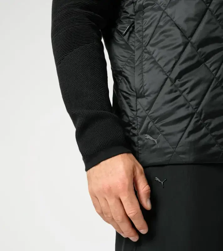 PORSCHE DESIGN Hybrid jacket Bunda prošívaná s pletenými rukávy a kapucí černá