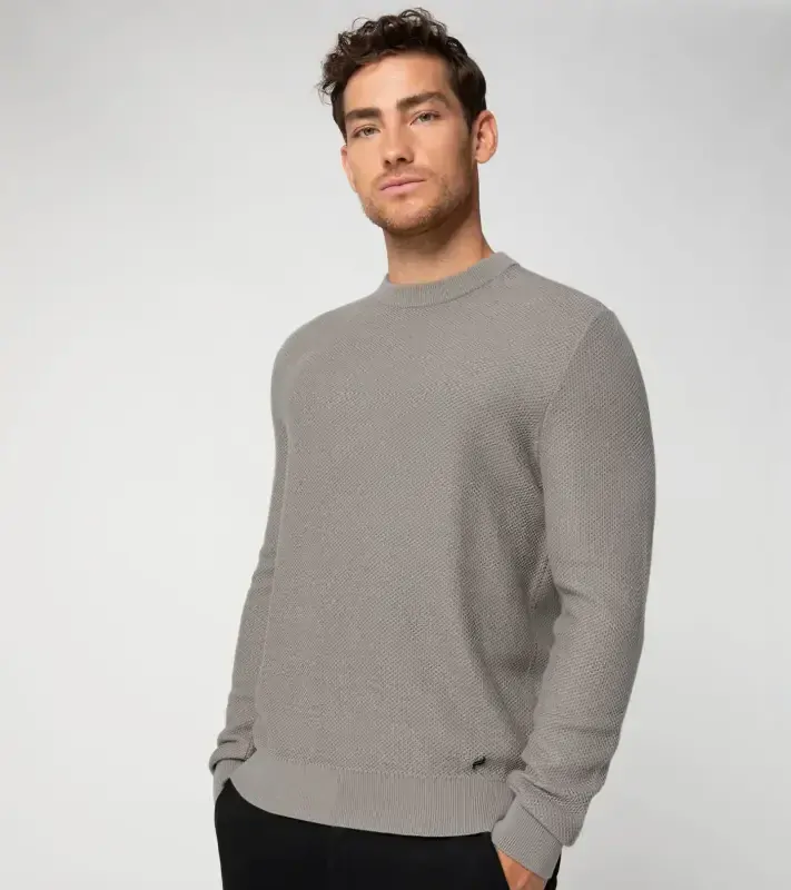 PORSCHE DESIGN Jacquard sweater Svetr společenský žakárový světle šedá