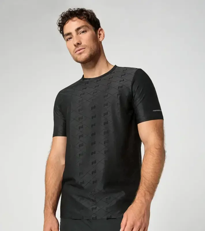 PORSCHE DESIGN Graphic T-shirt Tričko sportovní funkční s kulatým výstřihem a potiskem černá