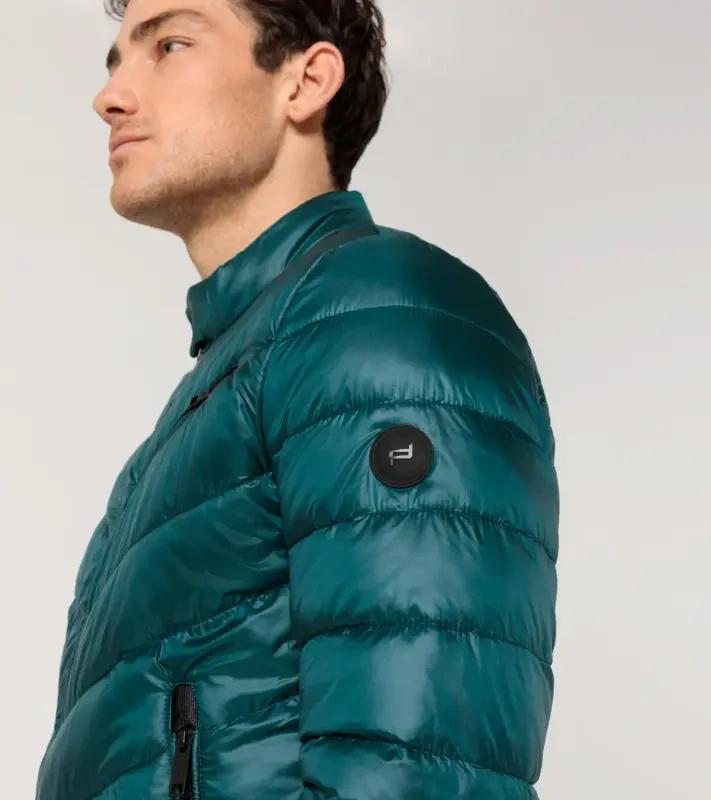 PORSCHE DESIGN Lightweight jacket Bunda prošívaná odlehčená na zip petrolejově zelená